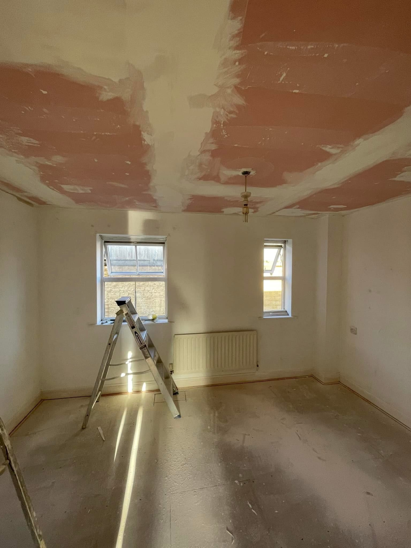 Bedroom, ceiling repair, before decorating