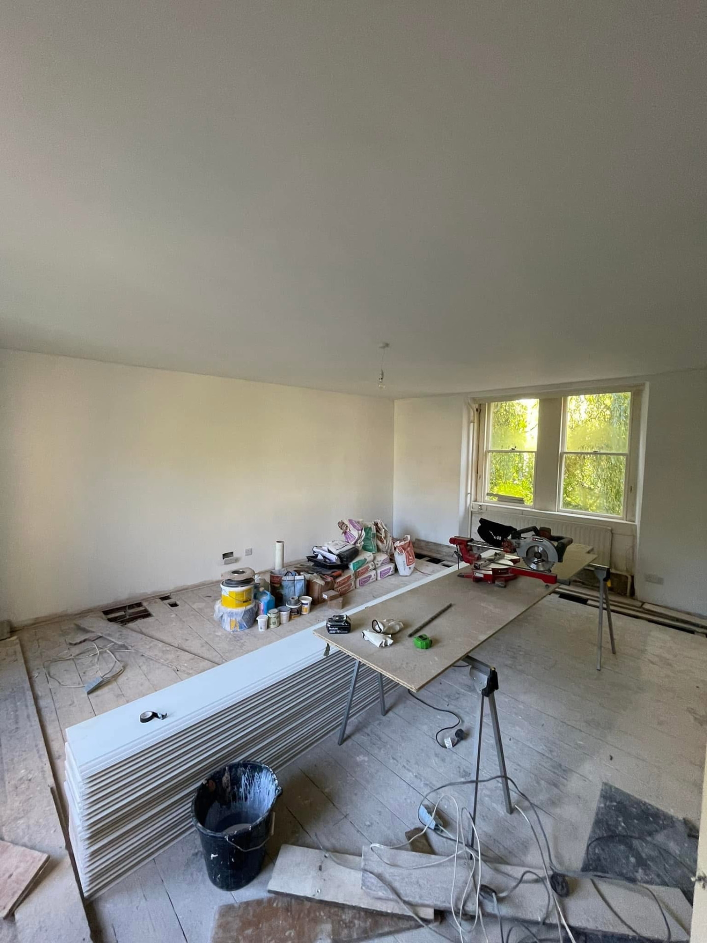 Bedroom, charcoal walls, before decorating